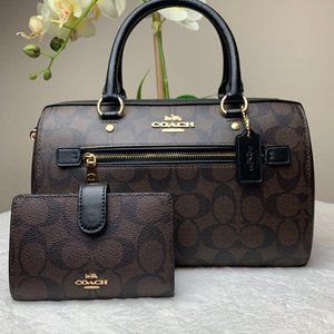 Coach Canvas Rowan Satchel and Corner Zip Wallet